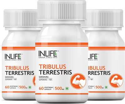 

Inlife Tribulus Supplement, Saponins > 40%, 1000 Mg Per Serving - 60 Vegetarian Capsules (3 pack)(180 No)