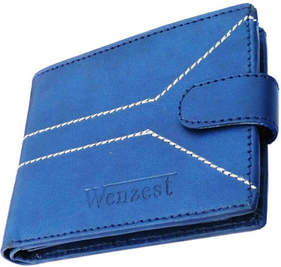 WENZEST Men Blue Artificial Leather Wallet(7 Card Slots)