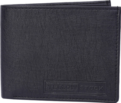 YELLOW STOCK Men Black Artificial Leather Wallet(10 Card Slots)