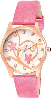 

Agrim Flower Printed Rosegold Dial With Light Pink Leather Strap For Woman And Girls Womnes Flower watch Watch - For Women