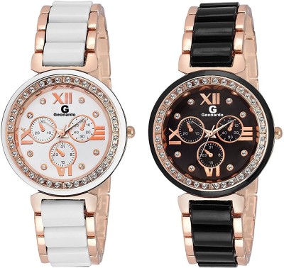 FASHION POOL IIK MOST STYLISH GIRLS & LADIES COMBO WITH ROSE GOLD & COPPER WHITE ROUND ANALOG DIAL WATCH COMBO CANDLE TYPE METAL BELT WATCH FOR FESTIVAL & PARTY COLLECTION Watch  - For Girls   Watches  (FASHION POOL)