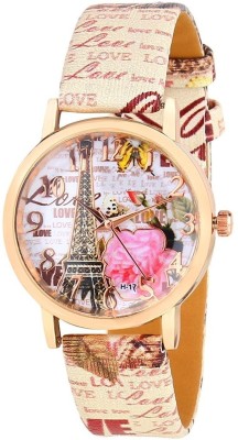 FASHION POOL PARIS ROSE DESIGN DIAL GRAPHICS DESIGNER WATCH WITH MULTI COLOR LEATHER BELT FAST SELLING FASTRACK WATCH FOR FESTIVAL & PARTY WEAR COLLECTION Watch  - For Men & Women   Watches  (FASHION POOL)