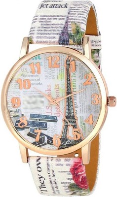 FASHION POOL PARIS DIAL GRAPHICS ROUND ANALOG DIAL WATCH WITH LEATHER BELT WATCH FOR GIRLS & LADIES DESIGNER WATCH FOR COOL & TRENDY COLLECTION Watch  - For Girls   Watches  (FASHION POOL)