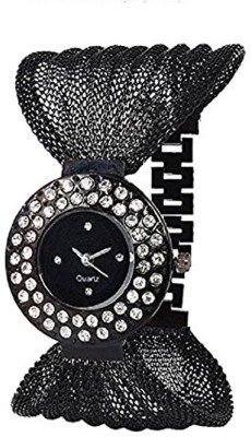 FASHION POOL JET BLACK JULLA WATCH WITH DIAMOND STUDDED FULL ROUND ANALOG DIAL WATCH HAVING METAL BUTTERFLY DESIGN WATCH FOR FORMAL & CASUAL WEAR WATCH Watch  - For Girls   Watches  (FASHION POOL)