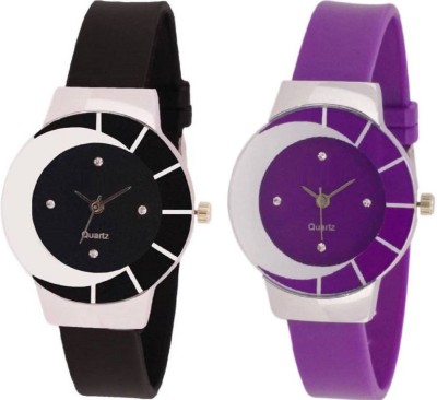 PMAX black and white beautiful watch with purple and white multicolor and attractive glass Watch  - For Women   Watches  (PMAX)