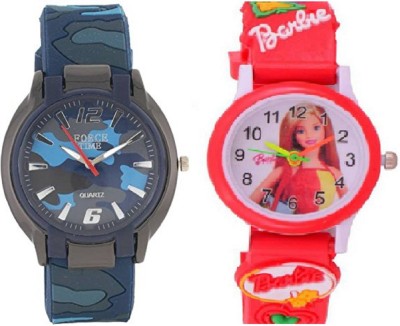 peter india new 2018 latest combo military blue + red barbie for (kids) for the best gift of BIRTHDAY (BOYS AND GIRLS) WITH THE BEST DEAL AND FAST SELLING Watch  - For Boys & Girls   Watches  (peter india)