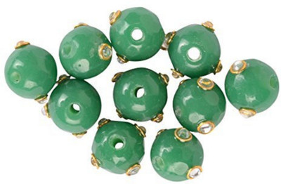 

GOELX Meena Designer Green round Beads for Jewellery Making & Decorating . Pack of 5