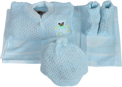 

Babies Bloom New Born Blue Crochet Baby Blanket Set, Pink Baby Cardigan, Pink Baby Hat, Pink Baby Booties, Pink Pyjama (0-3 Months)(Blue)