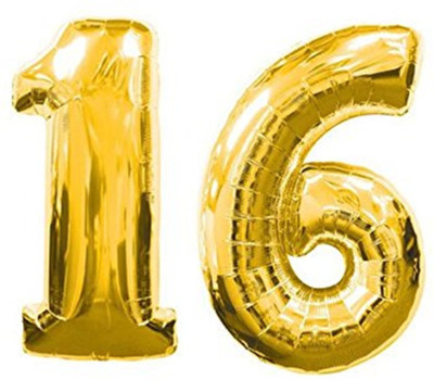 

Theme My Party Solid Solid 16 number Foil Balloon (Gold, Pack of 1) Balloon(Gold, Pack of 2)