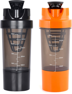 

HAANS Cyclone Shakers Combo(set of 2) 1000 ml Shaker(Pack of 2, Black, Orange)