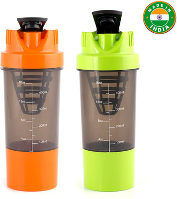 

HAANS shakeit 500 ml Shaker(Pack of 2, Green, Orange)