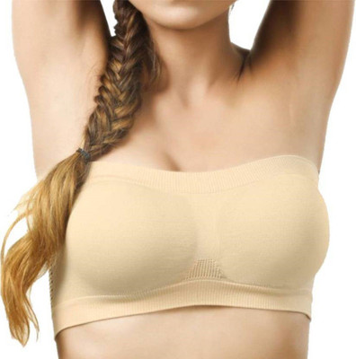 Wonder World by ™Intimate Secrets Strapless Seamless Active Base Layer Bandeau Tube Top Women Tube Lightly Padded Bra(Beige) Wonder World by ™Intimate Secrets Strapless Seamless Active Base Layer Bandeau Tube Top Women Tube Lightly Padded Bra(Beige)