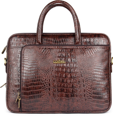 

The Clownfish Crocodilan Laptop briefcase Medium Briefcase - For Men & Women(Rust)