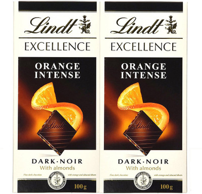 

Lindt Excellence Orange Intense Chocolate 100 Grams- (Pack of 2) Bars(Pack of 2, 100 g)