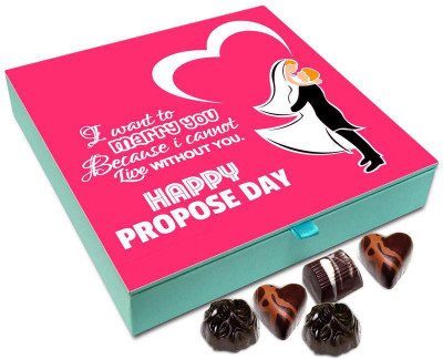 

Chocholik Propose Day Gift Box - I Want To Marry You Because I Cannot Live Without You Chocolate Box - 9pc Truffles(108 g)