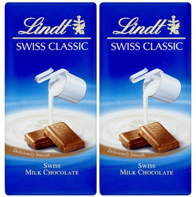 

Lindt swiss classic milk chocolate 100gm (Pack of 2) -Combined with 2 Natural Yellow LED DIYA Bars(Pack of 2, 200)