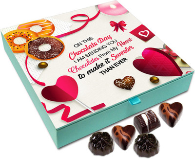

Chocholik Chocolate Day Gift Box - On This Chocolate Day I Am Sending You Chocolates From My Heart - Chocolate Box - 9pc Truffles(108 g)