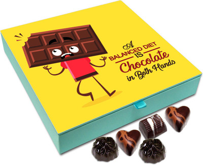 

Chocholik Chocolate Day Gift Box - A Balanced Diet Is Chocolate In Both Hands - Chocolate Box - 9pc Truffles(108 g)