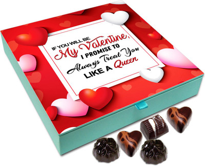 Chocholik Valentines Day Gift Box - I Promise To Treat You Like My Queen Forever Chocolate Box - 9pc Truffles(108 g)