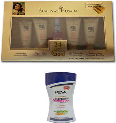 Shahnaz Husain 24 Carat Gold Facial Kit 40 g and keva Shampoo (Set of 2)(Set of 2)