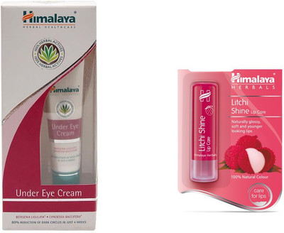 

Himalaya under eye cream, litchi shine lip balm(Set of 2)