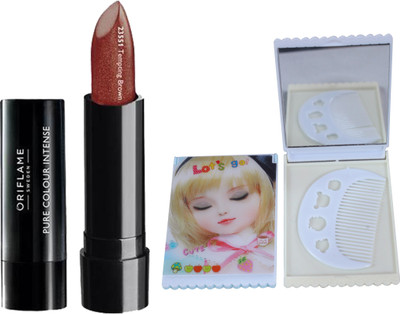 

Oriflame Sweden Pure Color on the go Lipstick 2.5g (Tempting Brown-23551) With Mirror Comb(Set of 3)