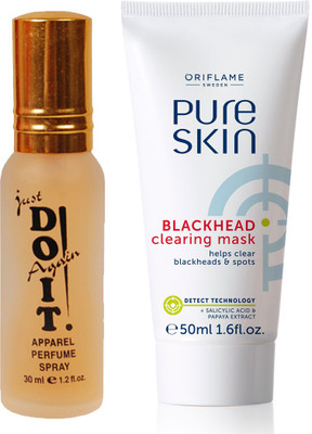 

Oriflame Sweden Pure Skin Blackhead Clearing Mask 50ml (32650) With Just Doit Perfume 30ml(Set of 2)