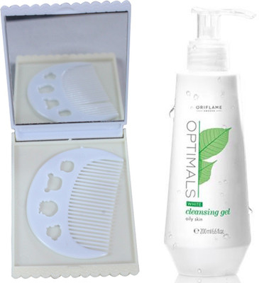 

Oriflame Sweden Optimals Whitening Cleanser - Oily Skin 200ml (26652) With Comb Mirror Set(Set of 3)