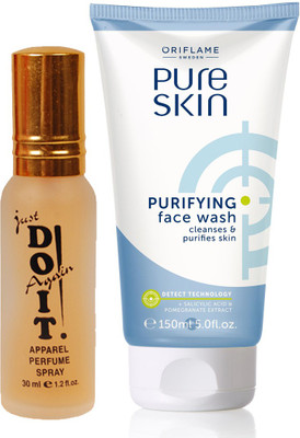 

Oriflame Sweden Pure Skin Purifying Face Wash 150ml (32646) With Just Doit Perfume 30ml(Set of 2)