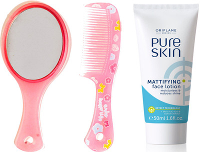 

Oriflame Sweden Pure Skin Mattifying Face Lotion 50ml (32649) With Mirror Comb Set(Set of 3)