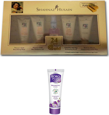 

Shahnaz Husain 24 Carat Gold Facial Kit 40 g and Boroplus Antiseptic Cream (Set of 2)(Set of 2)