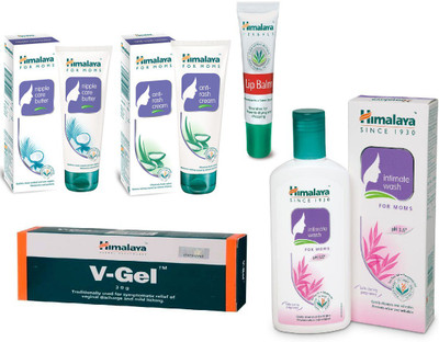 Himalaya Nipple Care Butter, Anti Rash Cream, Lip Balm, V-Gel, Intimate Wash(Set of 5)