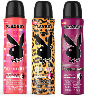

Playboy Wild+Generation+Queen Deodorant Spray - For Women(450 ml, Pack of 3)