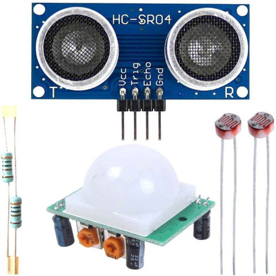 

TechWiz Unique Combo Of PIR (HC-SR501), Ultrasonic Sensor (HC-SR04), LDR and 3K ohm Resistance For Arduino Educational Electronic Hobby Kit