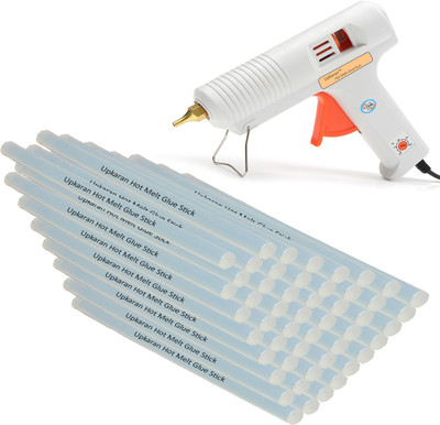 

Upkaran Electronic Leak Proof Professional Precision Copper Nozzle Compact Hot Glue Gun kit 150 Watt with 50 Glue Sticks(8inch/20cm) For High-Tech Quick Repairs, Hobby Kit, Craft Work Adjustable Temperature Corded Glue Gun(11 mm)