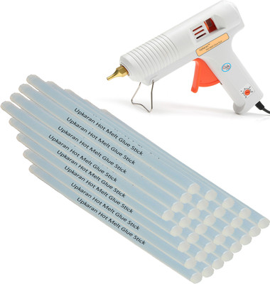 

Upkaran Electronic Leak Proof Professional Precision Copper Nozzle Compact Hot Glue Gun kit 150 Watt with 30 Glue Sticks(8inch/20cm) For High-Tech Quick Repairs, Hobby Kit, Craft Work Adjustable Temperature Corded Glue Gun(11 mm)