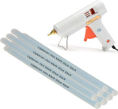 

Upkaran Electronic Leak Proof Professional Precision Copper Nozzle Compact Hot Glue Gun kit 150 Watt with 7 Glue Sticks(8inch/20cm) For High-Tech Quick Repairs, Hobby Kit, Craft Work Adjustable Temperature Corded Glue Gun(11 mm)