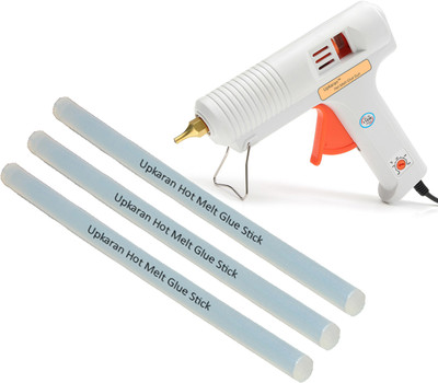 

Upkaran Electronic Leak Proof Professional Precision Copper Nozzle Compact Hot Glue Gun kit 150 Watt with 3 Glue Sticks(8inch/20cm) For High-Tech Quick Repairs, Hobby Kit, Craft Work Adjustable Temperature Corded Glue Gun(11 mm)