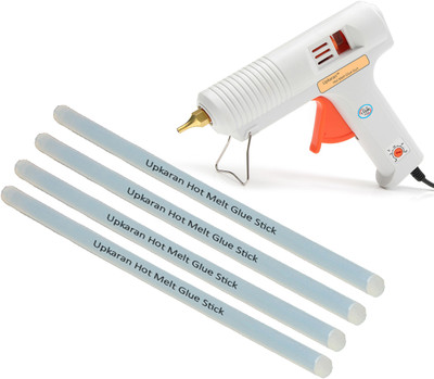 

Upkaran Electronic Leak Proof Professional Precision Copper Nozzle Compact Hot Glue Gun kit 150 Watt with 4 Glue Sticks(8inch/20cm) For High-Tech Quick Repairs, Hobby Kit, Craft Work Adjustable Temperature Corded Glue Gun(11 mm)