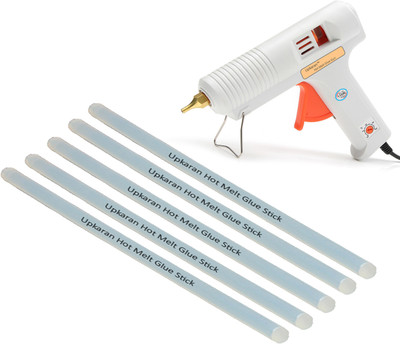 

Upkaran Electronic Leak Proof Professional Precision Copper Nozzle Compact Hot Glue Gun kit 150 Watt with 5 Glue Sticks(8inch/20cm) For High-Tech Quick Repairs, Hobby Kit, Craft Work Adjustable Temperature Corded Glue Gun(11 mm)