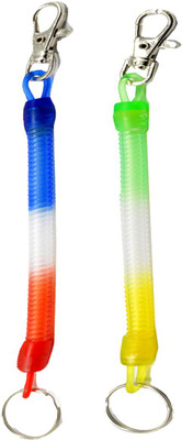 

Faynci Key ring Spiral Multicolor Plastic Key Chain Stretchable String Metal Clip Holder Key Chain