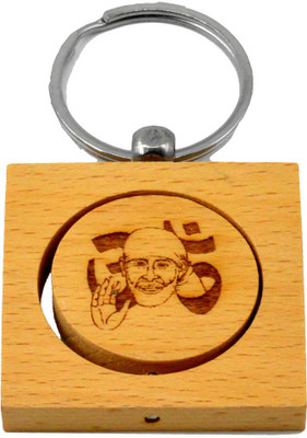 

Faynci Om Shirdiwale Saibaba Engraved Handcrafted Wooden Key Chain Key Chain