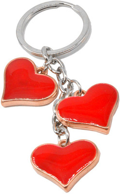 

Faynci Stunning Three Red Hearts Love Key Chain Gifting for Velentine Day Key Chain