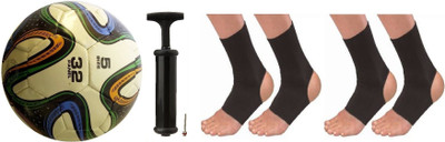 

HEALTH FIT INDIA Football Tricolor with Air Pump and 2 Pair of Anklet Football Kit