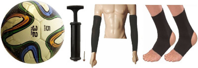 

HEALTH FIT INDIA Football Tricolor with Air Pump, Pair of Elbow Support and Anklet Football Kit