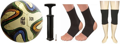 

HEALTH FIT INDIA Football Tricolor with Air Pump, Pair of Anklet and Knee Cap Football Kit