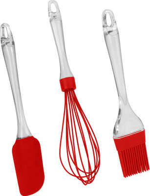 Primeway Pw732Mt Silicone Whisk, Spatula, Basting Brush Red Kitchen Tool Set(Red)
