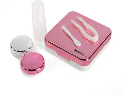 Flixshine Eyekan Travel Contact Lens Case Box With Mirror Contact Lens Case (Pink)(40 ml)