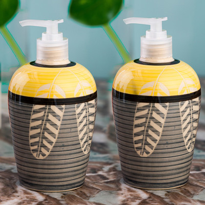 

Sforzi Ceramic soap dispenser set of 2 450 ml Lotion, Shampoo, Soap, Gel Dispenser(Multicolor)