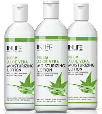 

Inlife Natural Aloe Vera Neem Moisturizing Face Lotion 200ml (3-Pack)(600 ml)